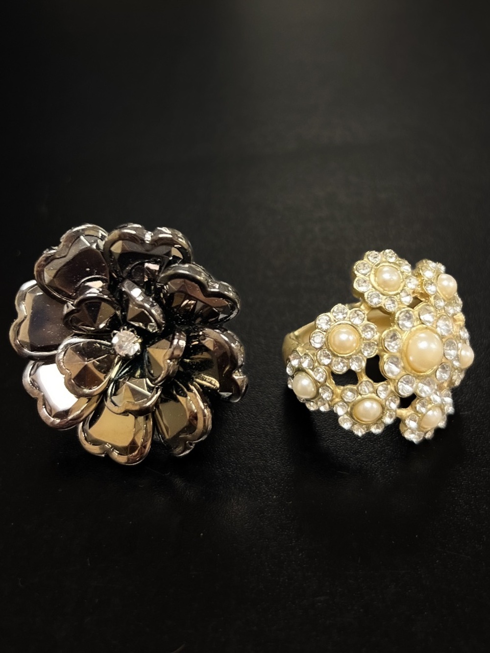 Statement Floral Rings - Set of 2